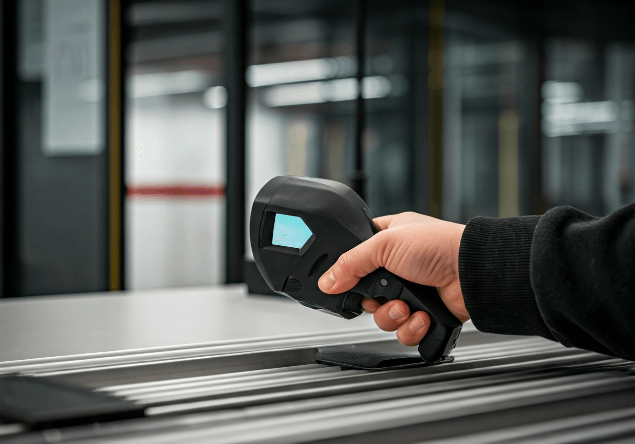 Pošta Český Krumlov: Jak odeslat balík za 2 minuty? 3 A professional parcel being scanned at a modern automated Balíkovna terminal, clean indoor environment, minimalist aesthetic, editorial photography, soft natural light, 85mm lens, highly detailed, no text, no letters