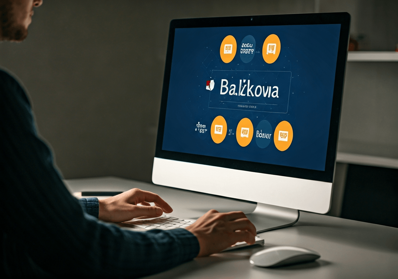 Česká Pošta Balíkovna: Vyplatí se? (Test 2026) 2 Editorial photography, a person at a computer screen managing e-commerce logistics, with icons of delivery services like Czech Post and Balíkovna, modern office environment, soft natural light, 85mm lens, highly detailed, no text, no words, no letters