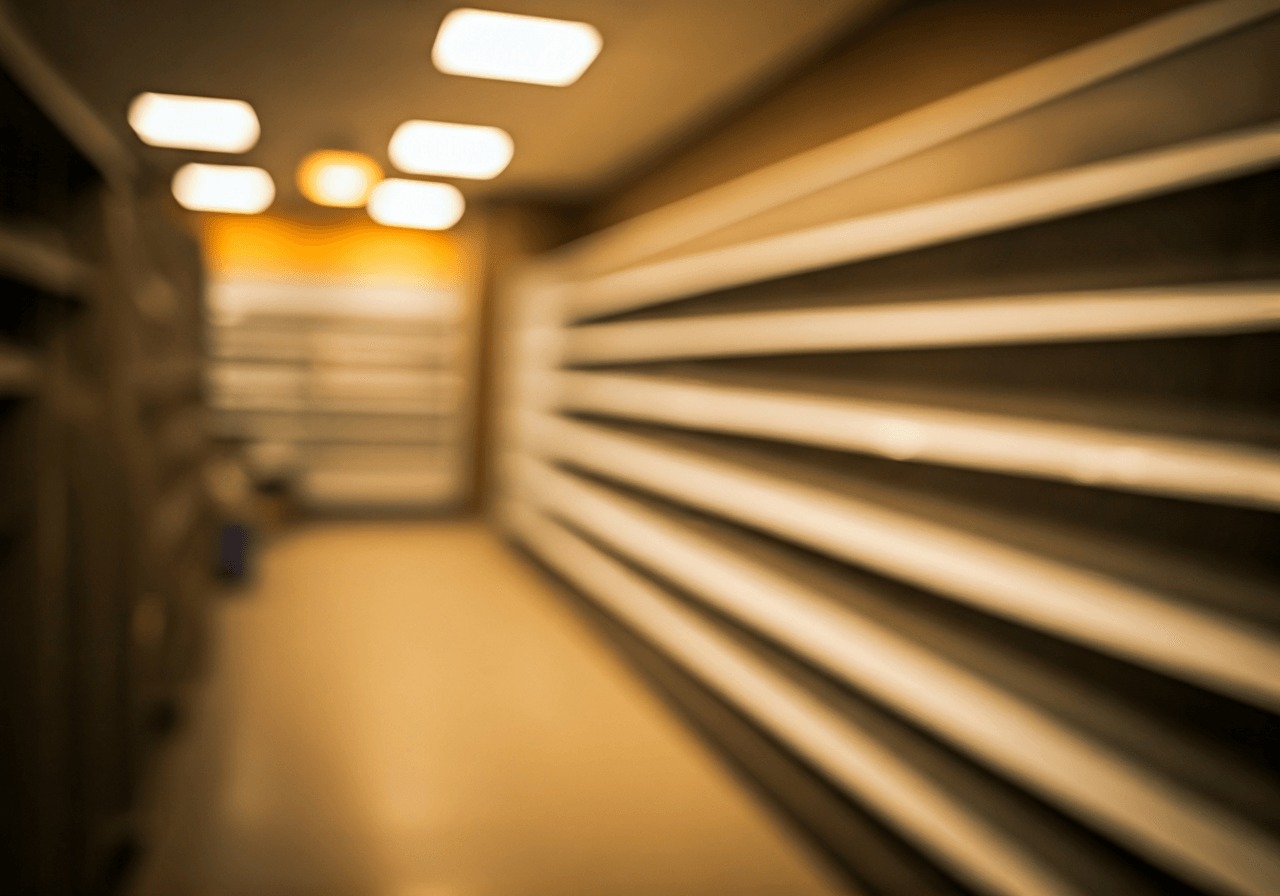 A clean, modern interior of a post office branch with warm lighting, blurred background showing organized parcel shelves, high-end editorial photography style, soft natural light, 85mm lens, no text, no words, no letters