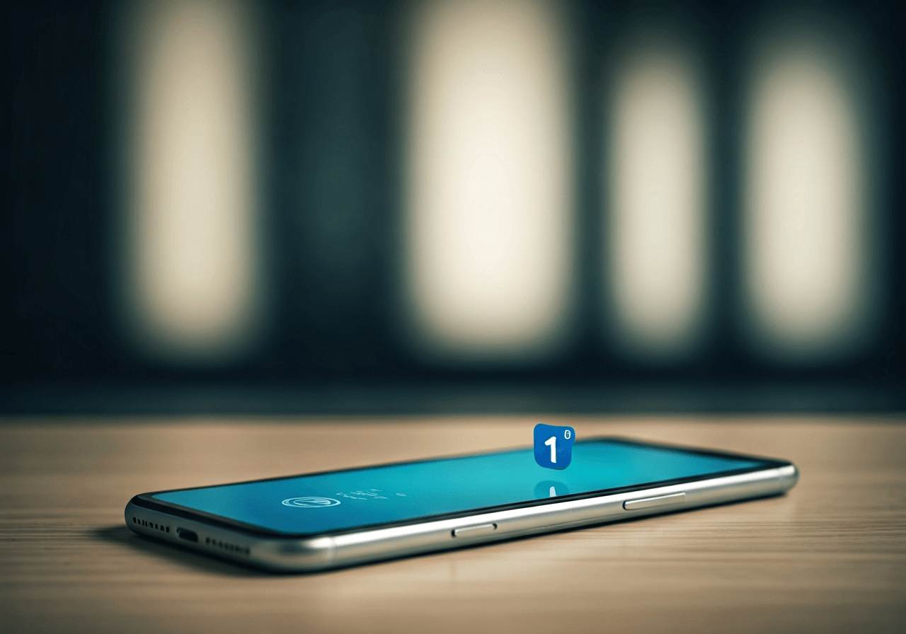 A conceptual shot of a clean, modern digital workspace with a blurred background, a smartphone displaying a notification icon, professional lighting, editorial style, high resolution, no text, no words, no letters.