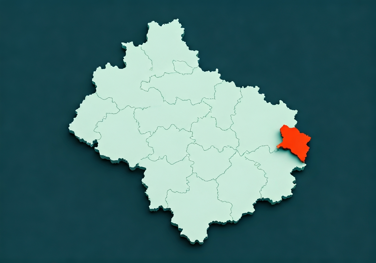 Domažlice PSČ: Rychlý průvodce a mapy (2026) 3 A map of the Plzeňský kraj region in the Czech Republic, highlighting the Domažlice district, editorial photography, modern, clean, soft natural light, 85mm lens, no text, no words, no letters