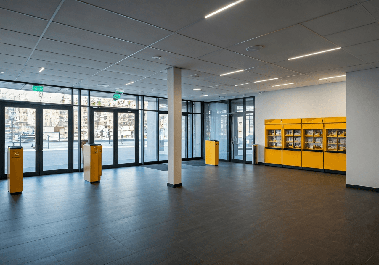 Rudolfov Pošta: Vyplatí se ji využít? (Test 2026) 2 A modern, bright, and accessible postal service interior in Czech Republic, clean architecture, wide doorways for accessibility, soft natural daylight, professional editorial style, 85mm lens, high quality, no text, no letters