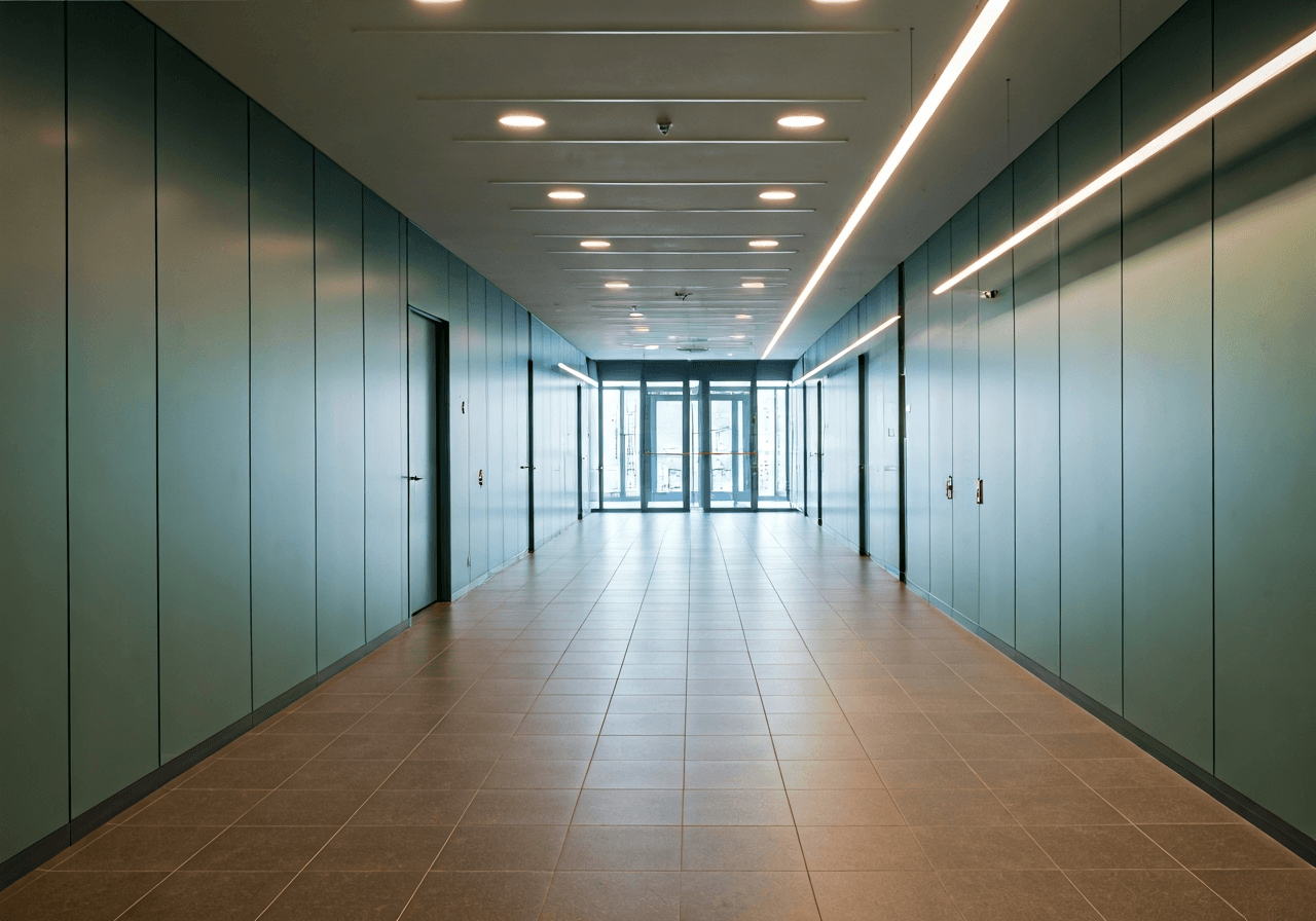 Pošta Karlovo náměstí: Jak se vyhnout frontám (2026) 2 A modern, accessible interior of a public service office in Prague, wide hallways, professional and clean aesthetic, editorial photography, soft natural light, 85mm lens, highly detailed, no text, no letters