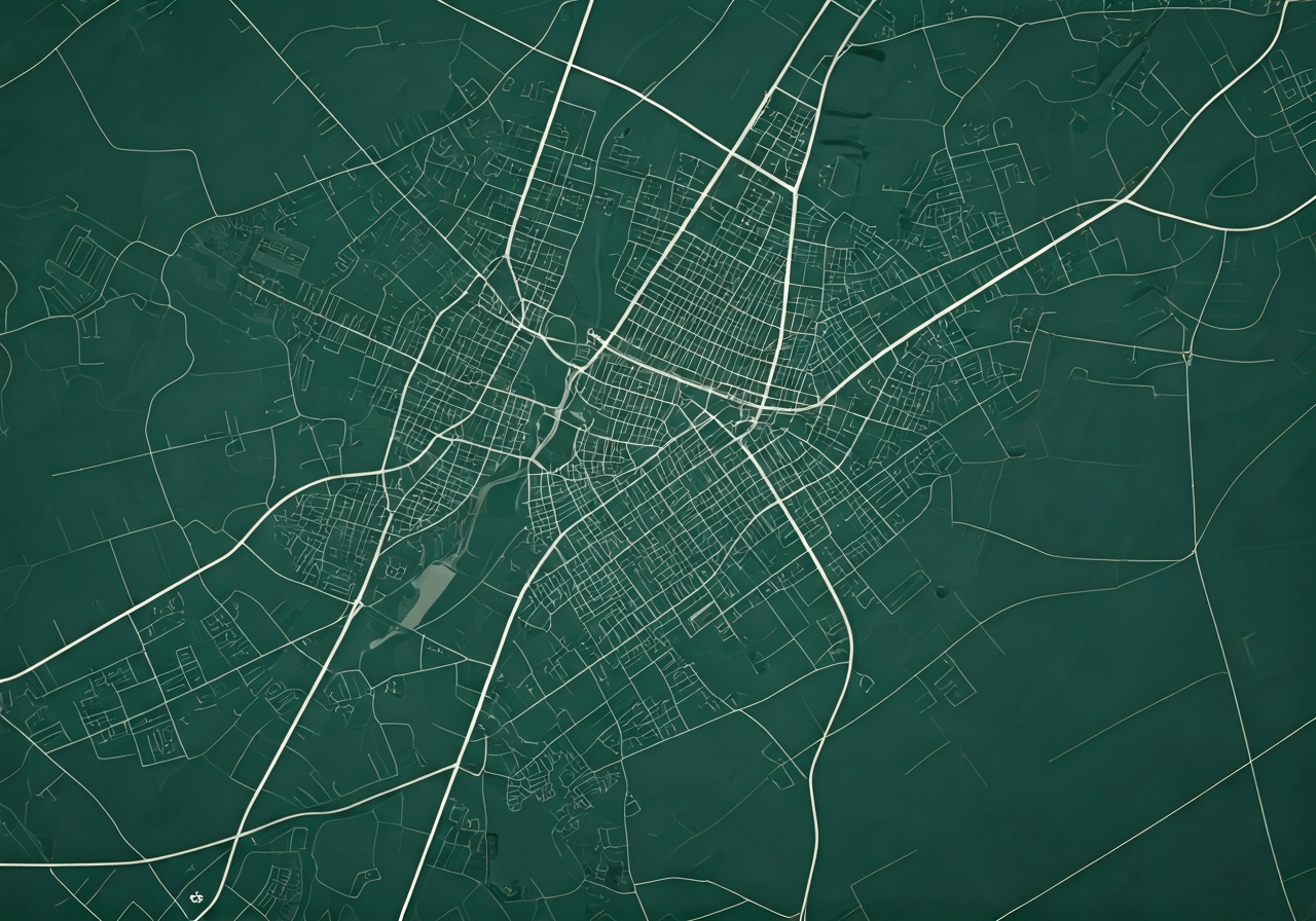 PSČ Aš 2026: Kompletní a ověřený seznam (Aktuální) 2 A detailed map view of a small town area with highlighted streets, top-down perspective, modern urban planning aesthetics, soft natural light, editorial photography style, 85mm lens, high resolution, no text, no words, no letters