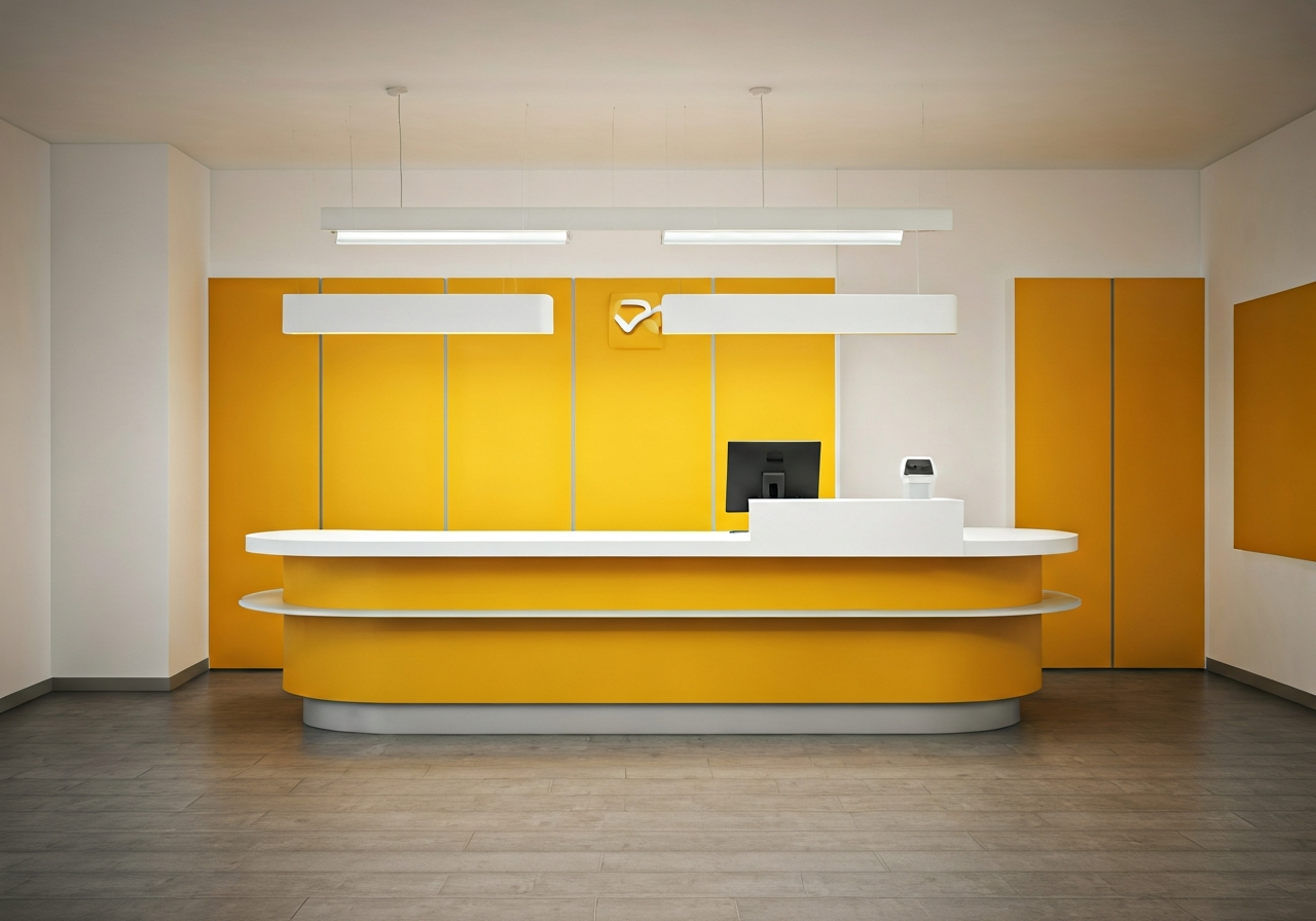 Pošta Kohoutovice: Rychlý průvodce (Vyhněte se frontám!) 2 A clean, modern Czech post office interior with bright minimalist aesthetic, professional staff counter, soft natural light, editorial photography style, 85mm lens, high resolution, no text, no letters.