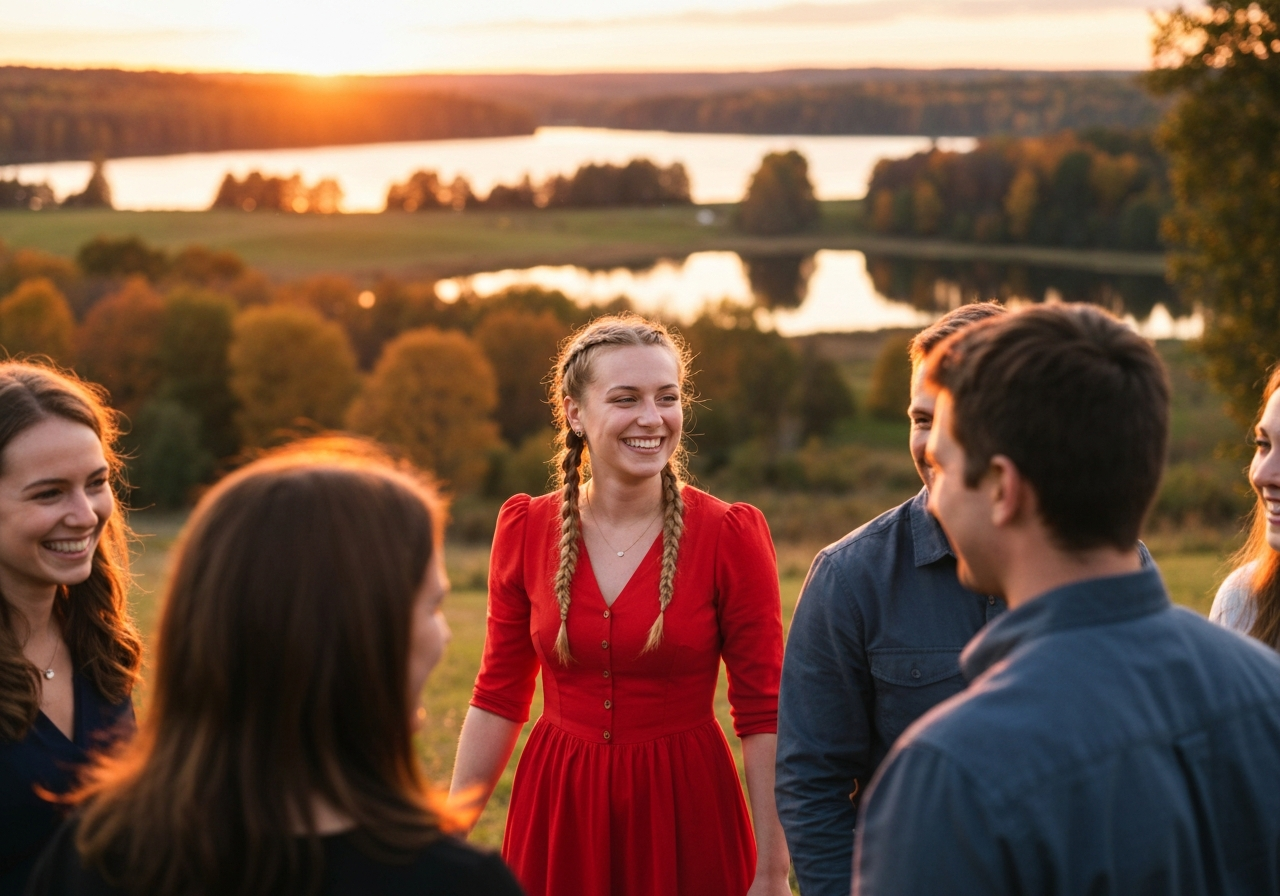 A scenic view of the lush, rolling vineyards of Blatnice pod Svatým Antonínkem during a golden hour sunset, traditional Moravian wine cellar architecture, editorial photography, soft natural light, 85mm lens, highly detailed, no text, no words, no letters.