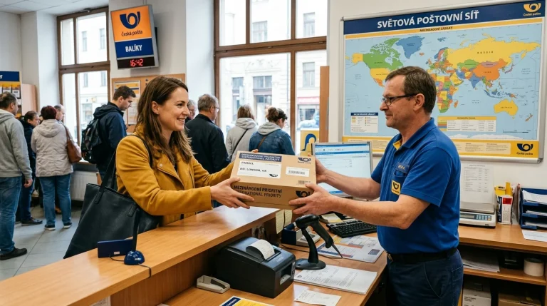 Předání mezinárodní balíkové zásilky do zahraničí na poště