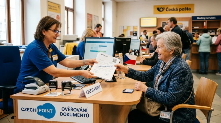 Přepážka Checkpoint (Czech POINT) na poště s ověřováním úředních listin a výpisů