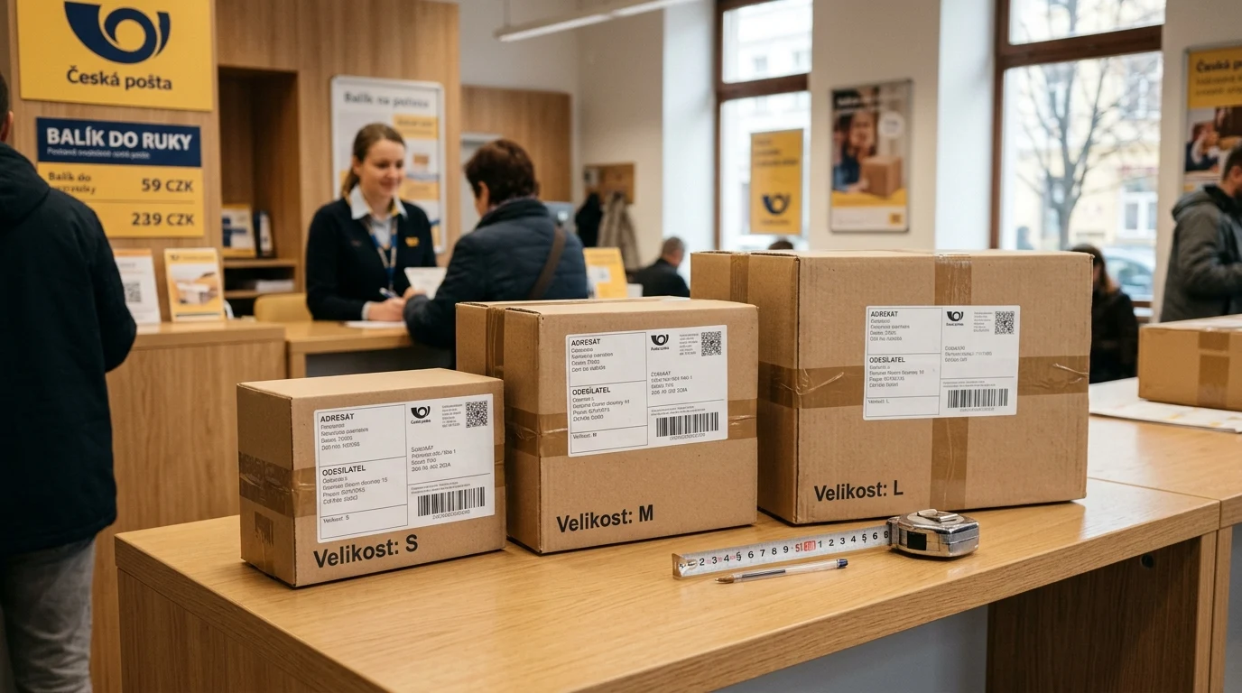 Balíky velikosti S M a L na přepážce České pošty pro výpočet ceny